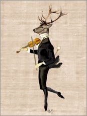 Obraz na drewnie  Dancing Deer with Violin - Fab Funky