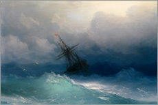 Hout print  Ship in the Stormy Sea - Ivan Konstantinovich Aivazovsky