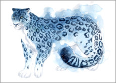 Póster Acuarela leopardo de las nieves