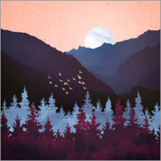 Poster Paysage de crépuscule couleur mûre