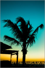 Wandbild Palme im blauen Sonnenuntergang - Fabio Sola