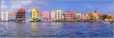 Tableau en verre acrylique  Bâtiments portuaires colorés à Willemstad, Curaçao