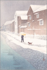 Obra artística  Nieve en Shinkawabata, Handa, Bishu - Kawase Hasui