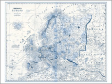 Plakat Europe in blue tones