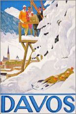 Wood print  Davos - Vintage Travel Collection