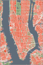 Wandbild  Stadplan von New York, bunt - PlanosUrbanos