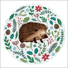 Poster Christmas hedgehog