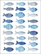 Tableau en verre acrylique  Poissons bleus - Faye Buckingham