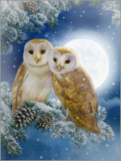 Wall print  Snow owl couple - Lisa Alderson