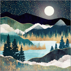 Poster  Paesaggio con lago e stelle - SpaceFrog Designs