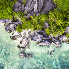 Poster Anse Source d'Argent from above