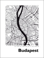 Póster Mapa de la ciudad de Budapest