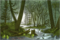 Print  Swampy Carboniferous Forest - Edouard Riou