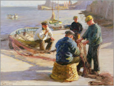 Poster Newlyn Harbour: Mending the Nets