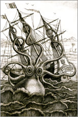 Plakat Octopus attacks a ship
