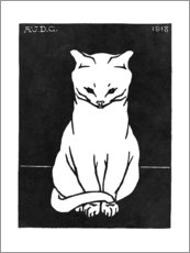 Wall print  Sitting cat, black and white - Julie de Graag