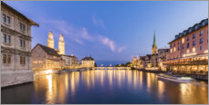 Poster Altstadt von Zürich am Abend