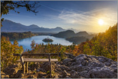 Poster Bleder See bei Sonnenaufgang