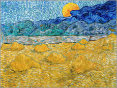 Lærredsbillede  Evening landscape with rising moon - Vincent van Gogh