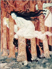Veggbilde Three women and three wolves - Eugène Grasset