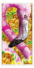 Poster Orientalischer Rosa Flamingo
