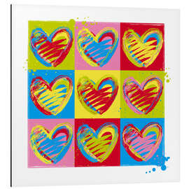 Magnettafel Neun bunte Herzen