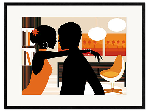 Impresión de arte enmarcada Retro Living Room