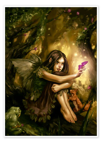 Poster Elfe et papillon