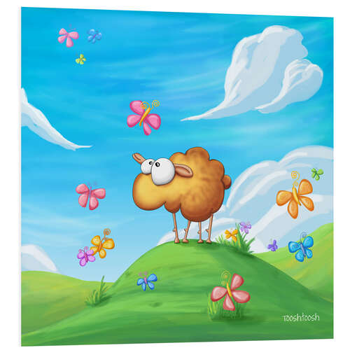 Foam board print Sheep with butterflies