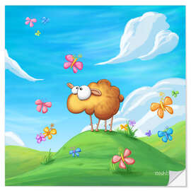 Wall sticker Sheep with butterflies