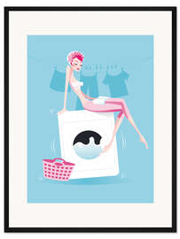 Gerahmter Kunstdruck Waschtag