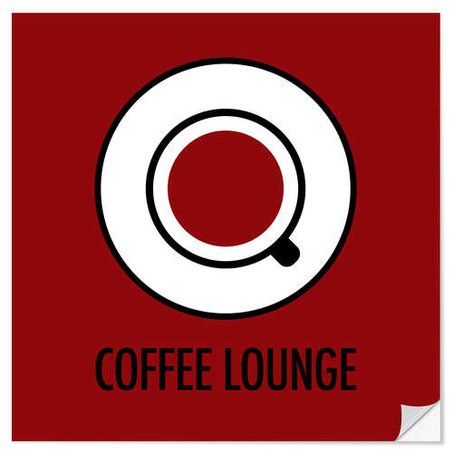 Muursticker Coffee lounge, red