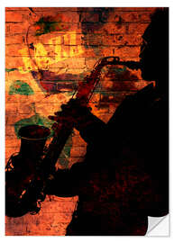 Selvklebende plakat Saxophonist