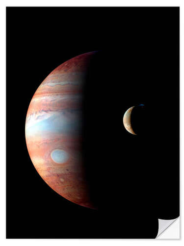 Selvklebende plakat Jupiter and its volcanic moon Lo