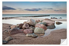 Naklejka na ścianę Stones and groynes on shore of the Baltic Sea.