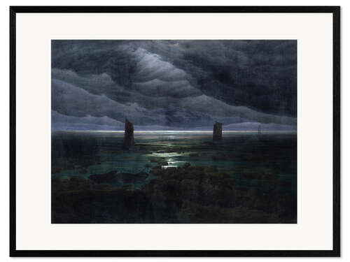 Kehystetty taidepainatus Sea Shore in Moonlight