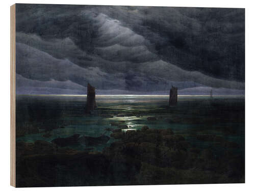 Cuadro de madera Sea Shore in Moonlight
