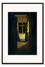 Gerahmter Kunstdruck Frau mit Kerzenleuchter