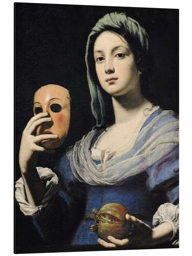 Aluminium print Woman with a Mask