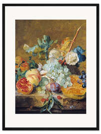 Gerahmter Kunstdruck Blumen und Früchte