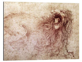 Aluminium print Sketch of a roaring lion