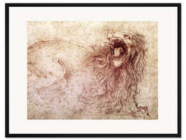 Gerahmter Kunstdruck Skizze eines Löwen