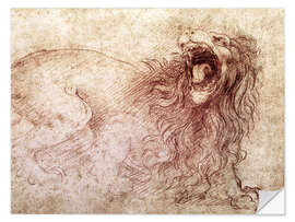 Självhäftande poster Sketch of a roaring lion