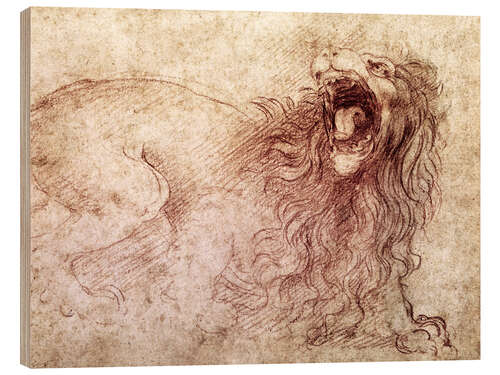 Puutaulu Sketch of a roaring lion