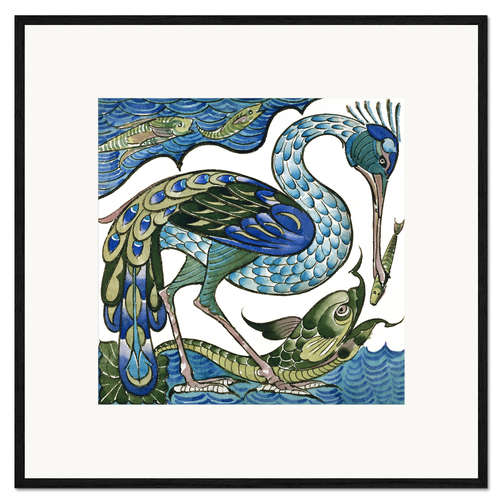 Plakat artystyczny premium w ramie Heron and Fish