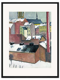 Gerahmter Kunstdruck Marienkirche in Bonn im Schnee