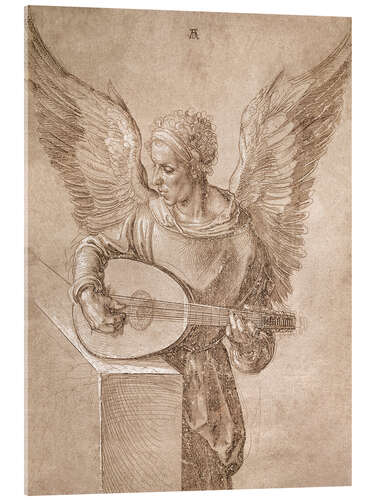 Acrylic print Angel playing a lute