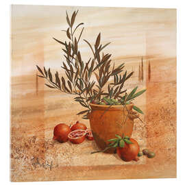 Acrylglasbild  Granatapfel- und Oliven-Ernte - Franz Heigl
