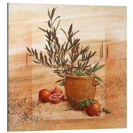 Aluminium print Pomegranate and olive harvest