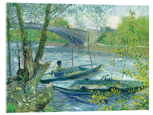 Acrylic print Angler and boat at the Pont de Clichy